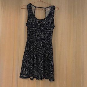 Navy Geometric Print Skater Dress